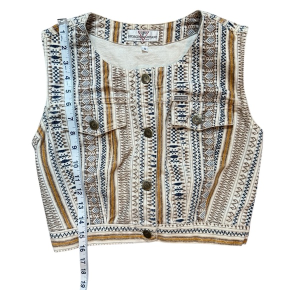 VINTAGE Guess by Georges Marciano Boho Southwestern Denim Vest-Made in USA-Small - Picture 6 of 12